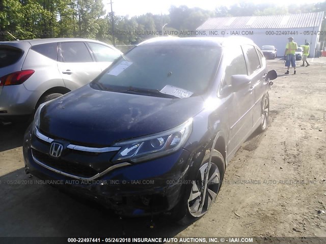 5J6RM4H96GL000058 - 2016 HONDA CR-V TOURING BLUE photo 2