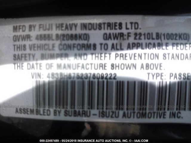 4S3BH675237609222 - 2003 SUBARU LEGACY OUTBACK AWP 蓝色 照片 9