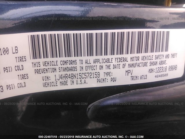 1J4HR48N15C572159 - 2005 JEEP GRAND CHEROKEE LAREDO/COLUMBIA/FREEDOM 绿色 照片 9