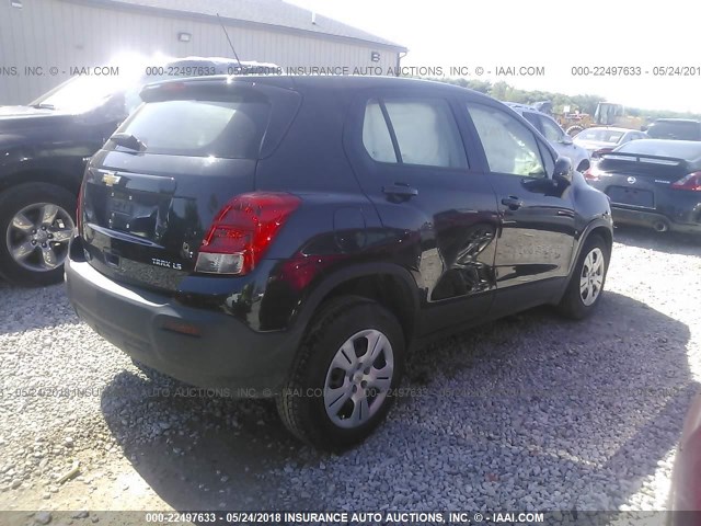 KL7CJKSB1GB670513 - 2016 CHEVROLET TRAX LS BLACK photo 4