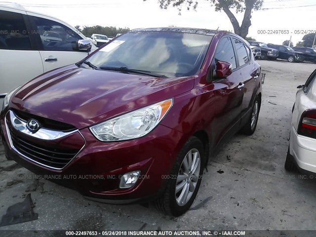 KM8JU3ACXDU772762 - 2013 HYUNDAI TUCSON GLS/LIMITED RED photo 2