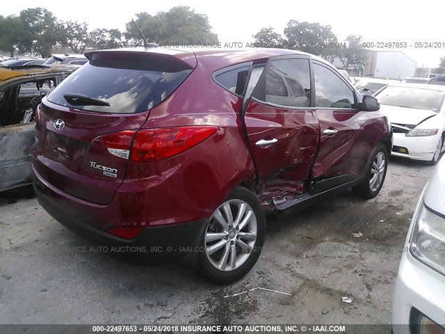 KM8JU3ACXDU772762 - 2013 HYUNDAI TUCSON GLS/LIMITED RED photo 4