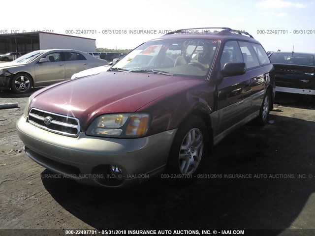 4S3BH665X27620758 - 2002 SUBARU LEGACY OUTBACK BURGUNDY photo 2