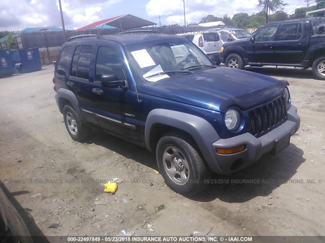 1J4GL48K14W326714 - 2004 JEEP LIBERTY SPORT Dark Blue photo 1