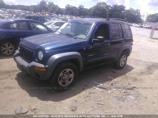 1J4GL48K14W326714 - 2004 JEEP LIBERTY SPORT Dark Blue photo 2