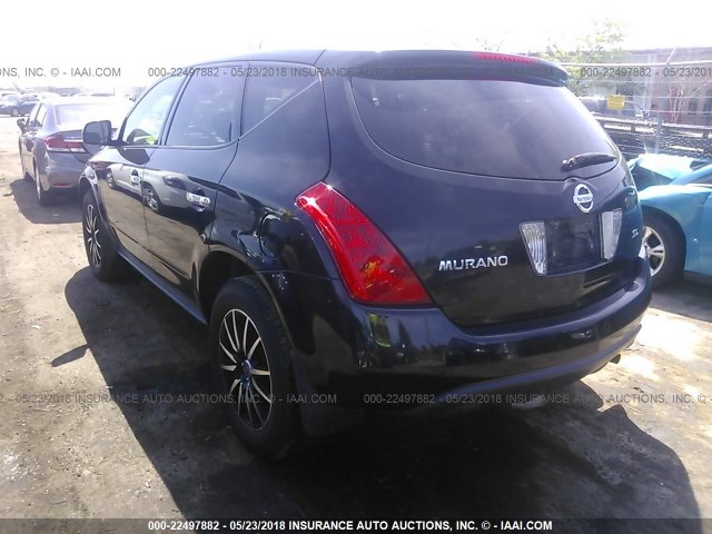 JN8AZ08T25W301242 - 2005 NISSAN MURANO BLACK photo 3