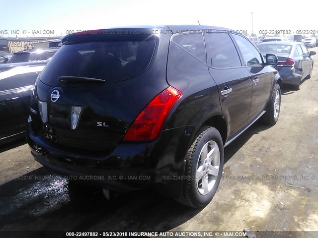 JN8AZ08T25W301242 - 2005 NISSAN MURANO BLACK photo 4