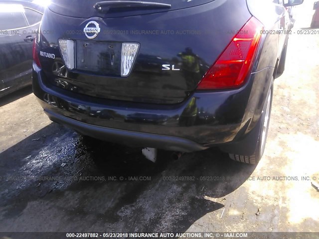 JN8AZ08T25W301242 - 2005 NISSAN MURANO BLACK photo 6