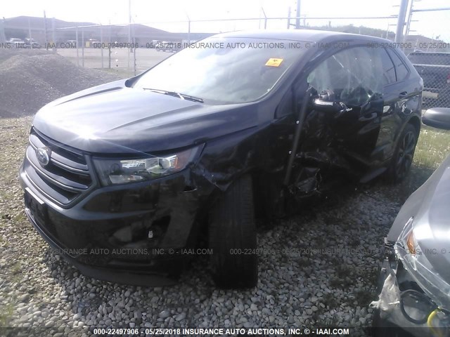 2FMTK3AP8FBB54964 - 2015 FORD EDGE SPORT BLACK photo 2