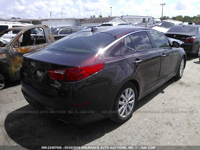 5XXGN4A78EG260624 - 2014 KIA OPTIMA EX MAROON photo 4