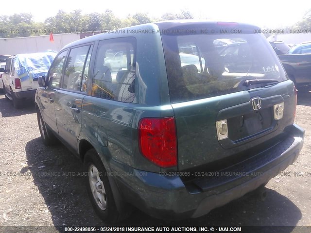 2HKYF18183H568329 - 2003 HONDA PILOT LX GREEN photo 3