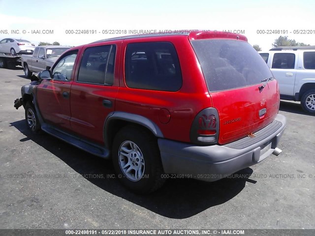 1D4HR38N03F606185 - 2003 DODGE DURANGO SPORT RED photo 3