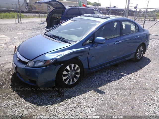 19XFA16939E001098 - 2009 HONDA CIVIC EXL BLUE photo 2