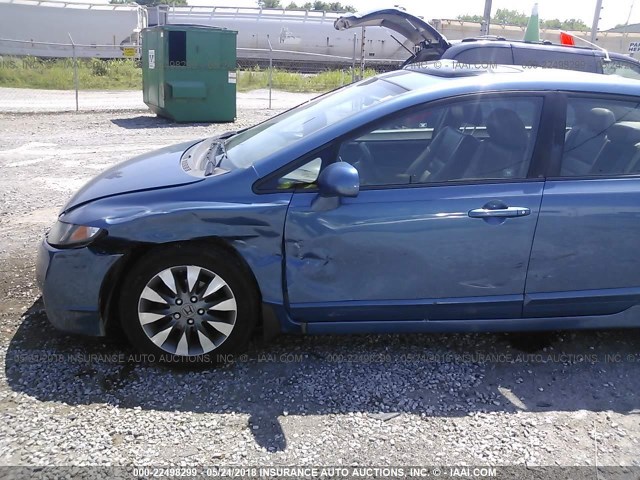 19XFA16939E001098 - 2009 HONDA CIVIC EXL BLUE photo 6