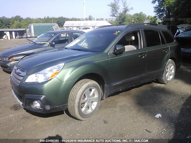 4S4BRBDC9E3272045 - 2014 SUBARU OUTBACK 2.5I PREMIUM GREEN photo 2