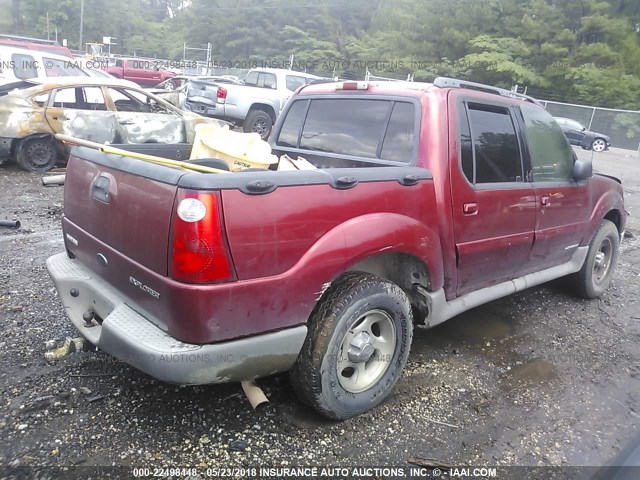 1FMZU67E52UB26460 - 2002 FORD EXPLORER SPORT TR  RED photo 4