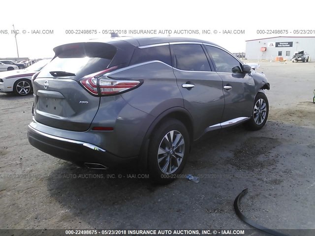 5N1AZ2MH2HN171932 - 2017 NISSAN MURANO S/SL/SV/PLATINUM GRAY photo 4