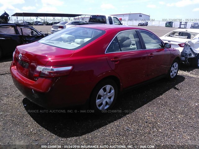 4T1BE46K57U027218 - 2007 TOYOTA CAMRY NEW GENERAT CE/LE/XLE/SE RED photo 4