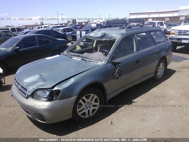 4S3BH675817607729 - 2001 SUBARU LEGACY OUTBACK AWP GREEN photo 2