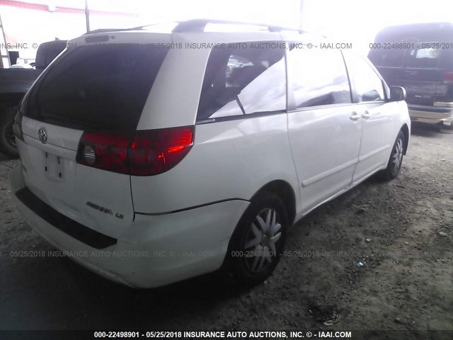 5TDZK23C18S221165 - 2008 TOYOTA SIENNA CE/LE WHITE photo 4