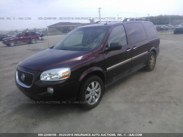 5GADV33107D171490 - 2007 BUICK TERRAZA CXL BURGUNDY photo 2