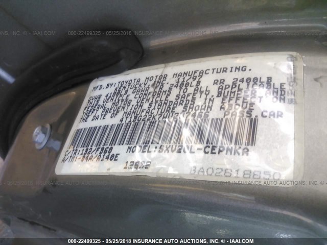 4T1BG22K7WU237466 - 1998 TOYOTA CAMRY CE/LE/XLE TAN photo 9