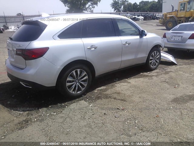 5FRYD3H67FB006114 - 2015 ACURA MDX TECHNOLOGY SILVER photo 4