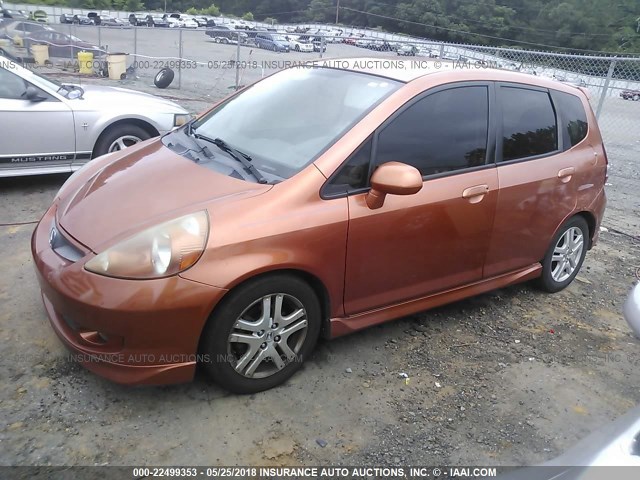 JHMGD38637S059702 - 2007 HONDA FIT S ORANGE photo 2