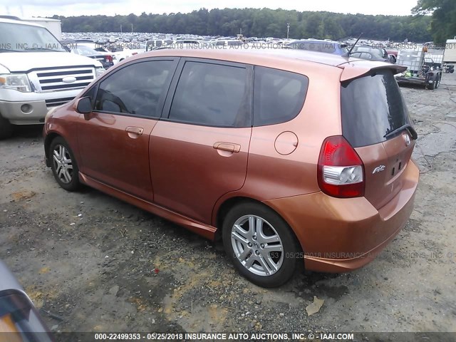 JHMGD38637S059702 - 2007 HONDA FIT S ORANGE photo 3