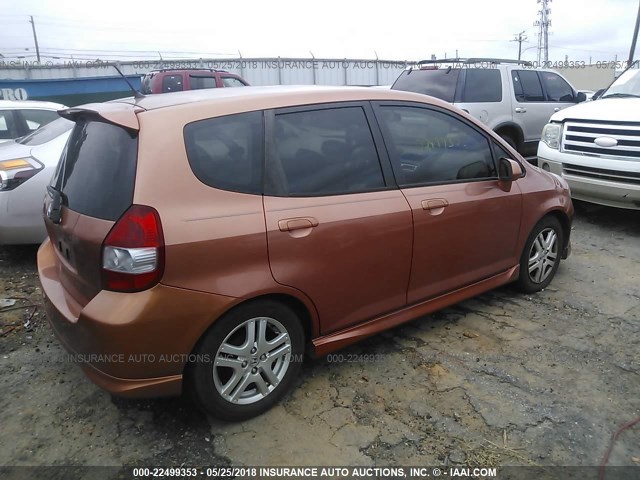 JHMGD38637S059702 - 2007 HONDA FIT S ORANGE photo 4