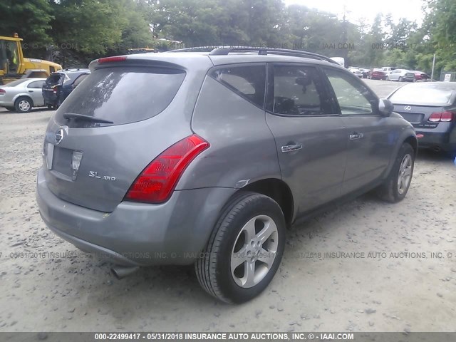 JN8AZ08W85W445226 - 2005 NISSAN MURANO SL/SE/S GRAY photo 4