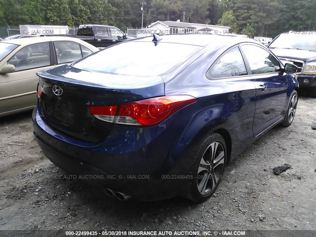 KMHDH6AE8DU012043 - 2013 HYUNDAI ELANTRA COUPE GS/SE BLUE photo 4