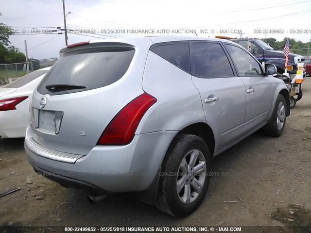 JN8AZ08TX6W419346 - 2006 NISSAN MURANO SL/SE/S SILVER photo 4