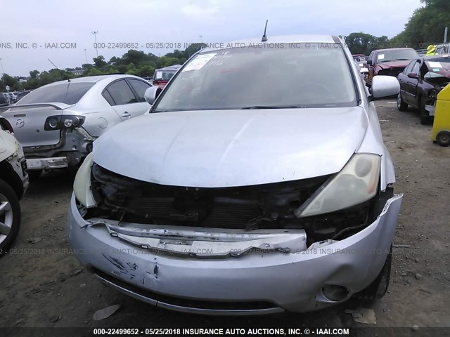 JN8AZ08TX6W419346 - 2006 NISSAN MURANO SL/SE/S SILVER photo 6