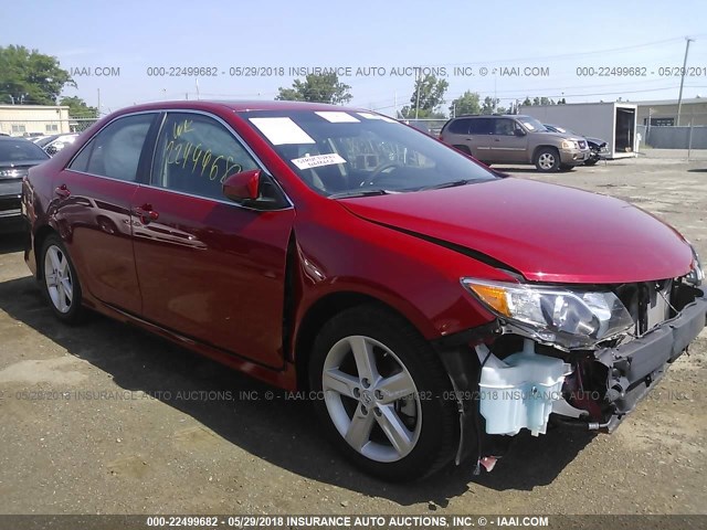 4T1BF1FK5EU855309 - 2014 TOYOTA CAMRY L/SE/LE/XLE RED photo 1