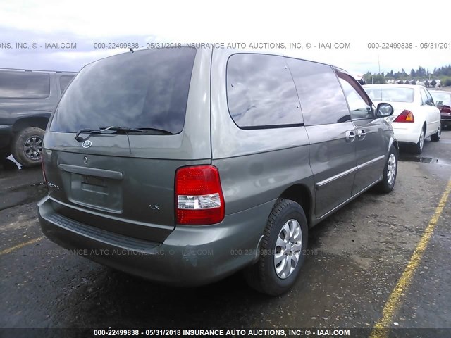 KNDUP132156641467 - 2005 KIA SEDONA EX/LX GREEN photo 4