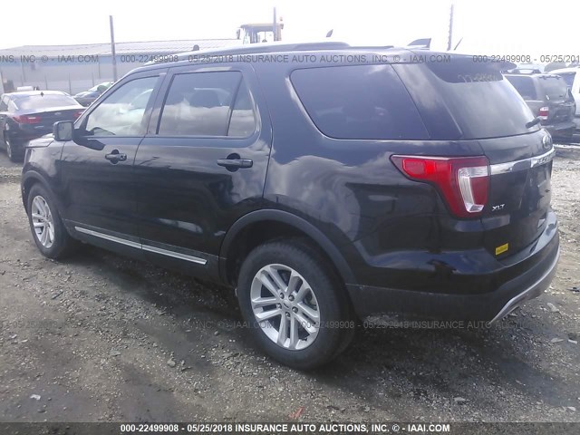 1FM5K7D81HGE33706 - 2017 FORD EXPLORER XLT შავი ფოტო 3