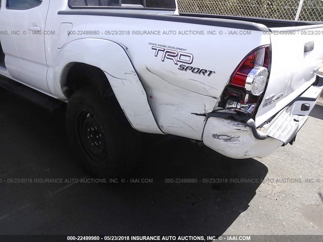 5TEJU62N09Z600518 - 2009 TOYOTA TACOMA DOUBLE CAB PRERUNNER WHITE photo 6