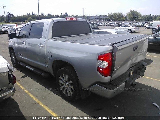 5TFHY5F19GX491226 - 2016 TOYOTA TUNDRA CREWMAX LIMITED SILVER photo 3