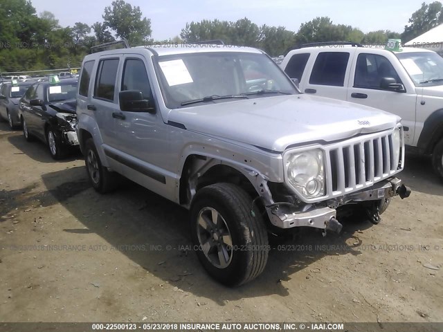 1J8GN28K78W276744 - 2008 JEEP LIBERTY SPORT SILVER photo 1