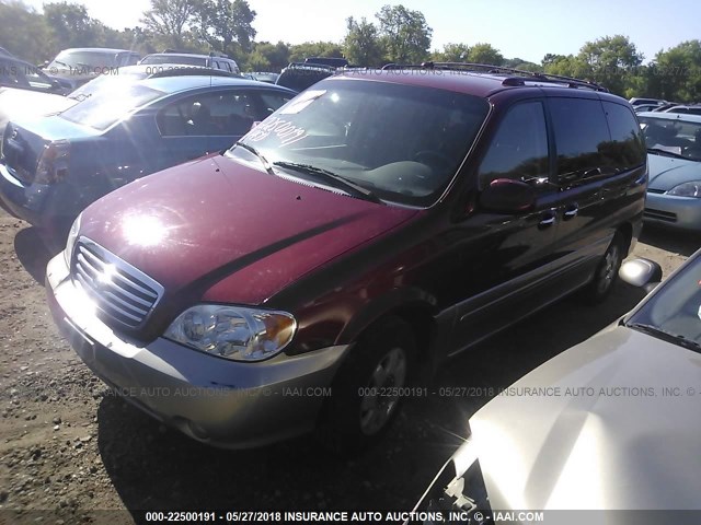 KNDUP131436437895 - 2003 KIA SEDONA EX/LX RED photo 2