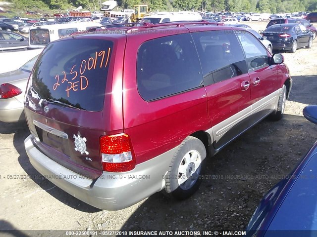 KNDUP131436437895 - 2003 KIA SEDONA EX/LX RED photo 4