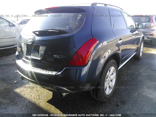 JN8AZ08T27W525744 - 2007 NISSAN MURANO SL/SE/S BLUE photo 4