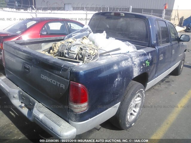 1B7GL2AX41S214377 - 2001 DODGE DAKOTA QUAD BLUE photo 4