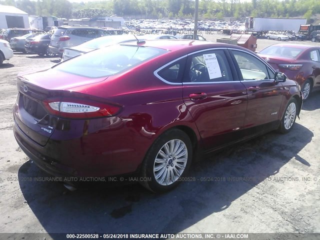 3FA6P0LU7FR202501 - 2015 FORD FUSION SE HYBRID BURGUNDY photo 4