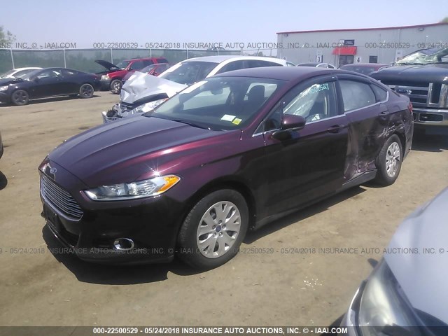 3FA6P0G79DR101901 - 2013 FORD FUSION S BURGUNDY photo 2