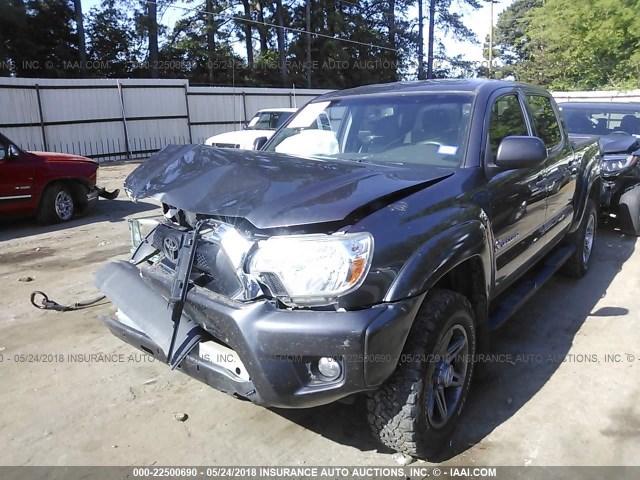 5TFJU4GN0DX039461 - 2013 TOYOTA TACOMA DOUBLE CAB PRERUNNER GRAY photo 2