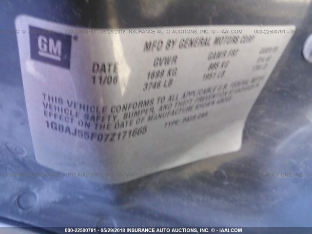 1G8AJ55F07Z171665 - 2007 SATURN ION LEVEL 2 Gümüş foto 9