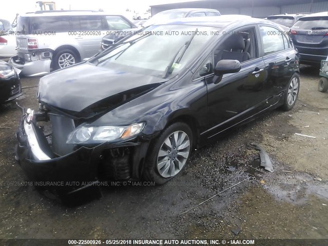 2HGFA16999H340504 - 2009 HONDA CIVIC EXL BLACK photo 2