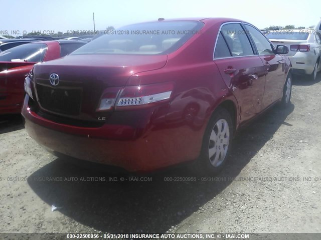4T4BF3EK5AR063951 - 2010 TOYOTA CAMRY SE/LE/XLE RED photo 4